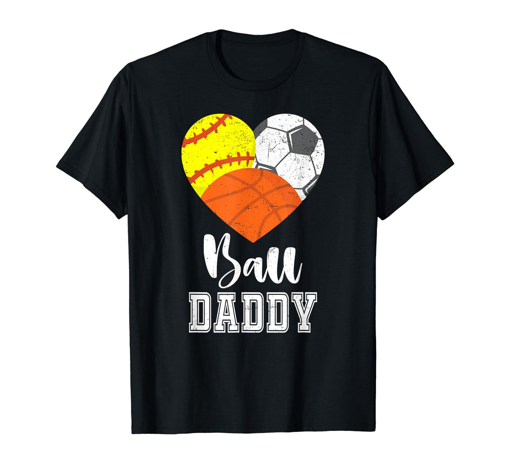 Ball Daddy Heart Softball Soccer T-Shirt - Minimalist Print Men Women