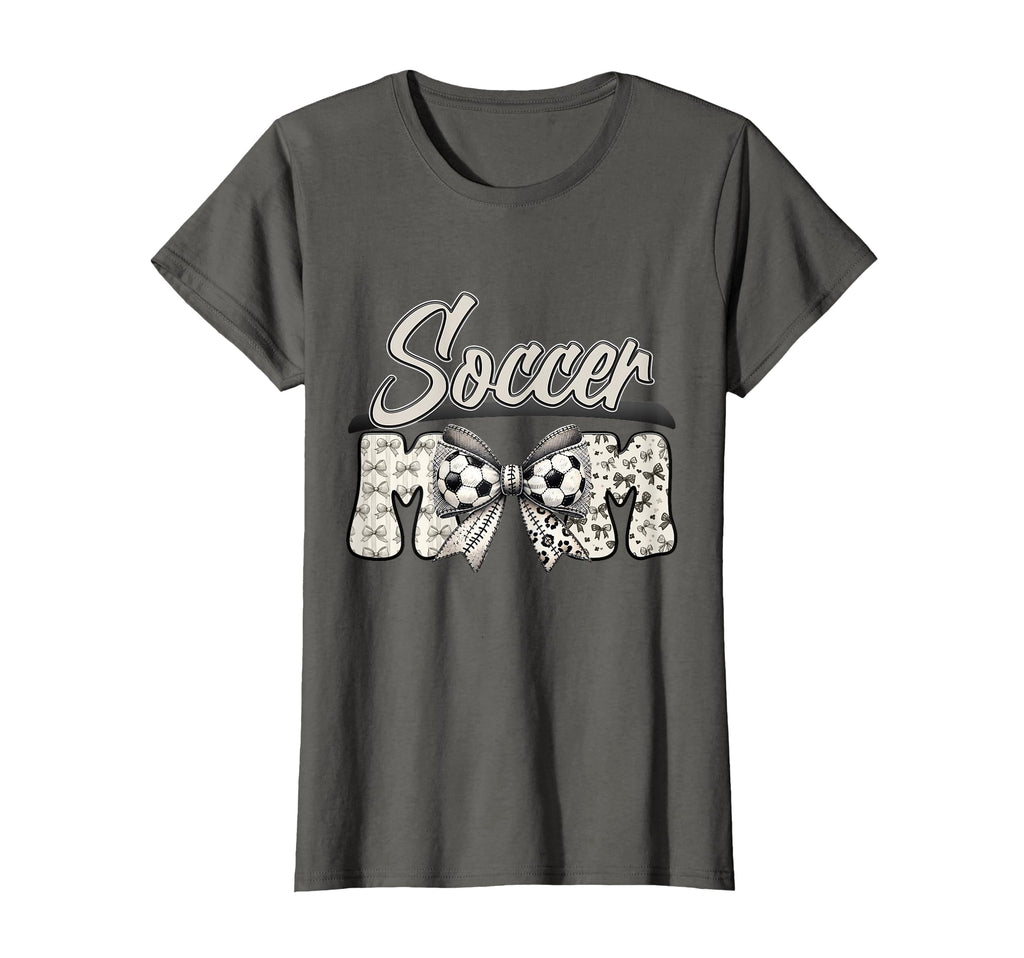 Mothers Day Soccer Mom Bow T-Shirt - Novelty Apparel for Adults