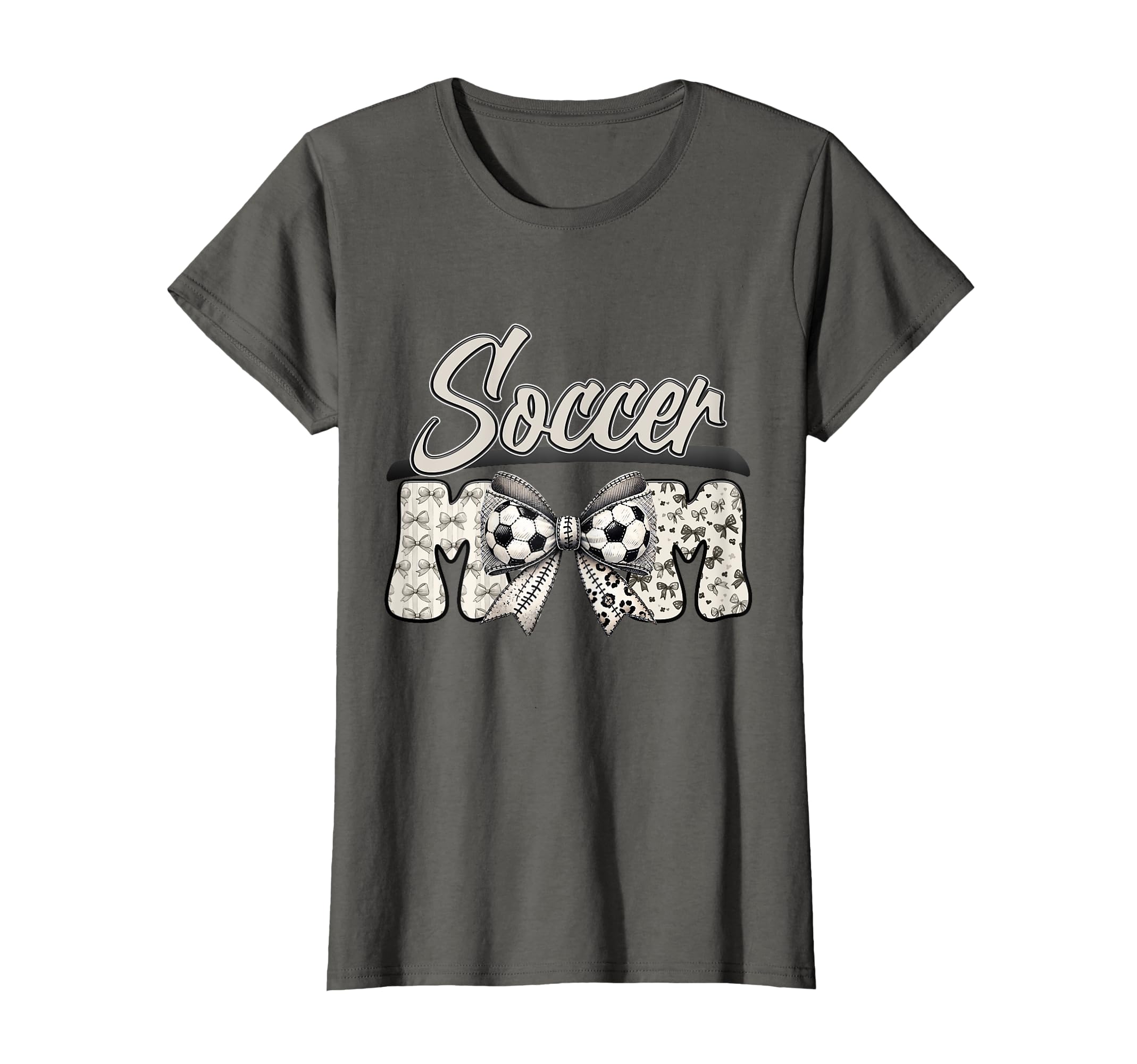 Mothers Day Soccer Mom Bow T-Shirt - Novelty Apparel for Adults