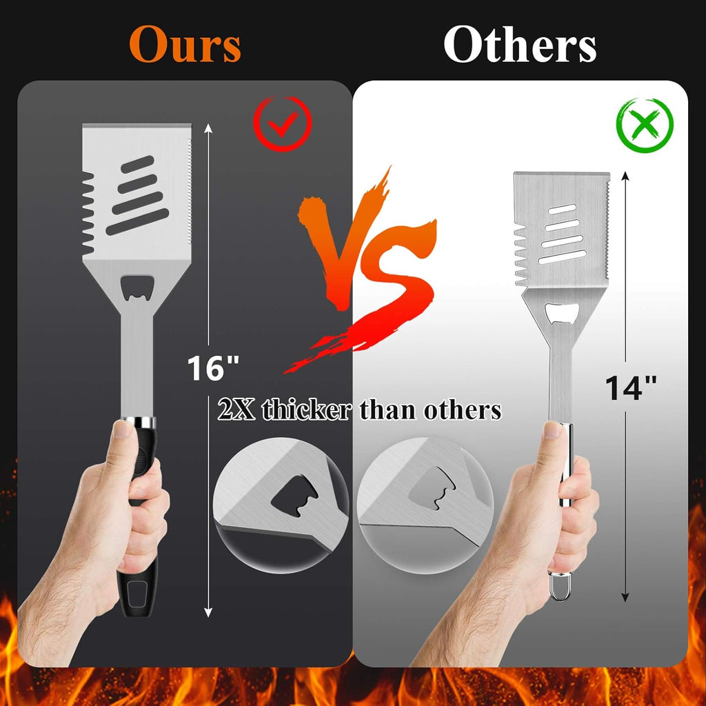 ROMANTICIST 27pcs Heavy Duty Grilling Gifts for Men Dad Fathers Day, Extra Thick BBQ Accessories Tools Set, Stainless Steel Grill Utensils Kit with Meat Claws, Carrying Bag for Outdoor Camping Black