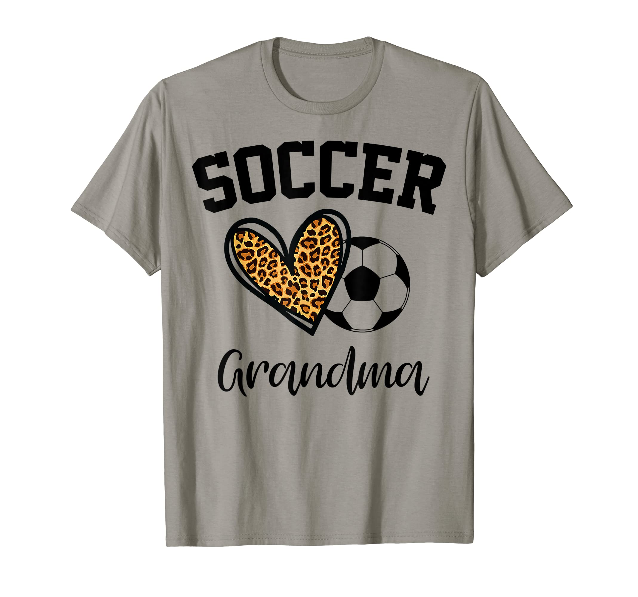 Soccer Grandma Leopard Heart Funny T-Shirt - Novelty Apparel for Adults