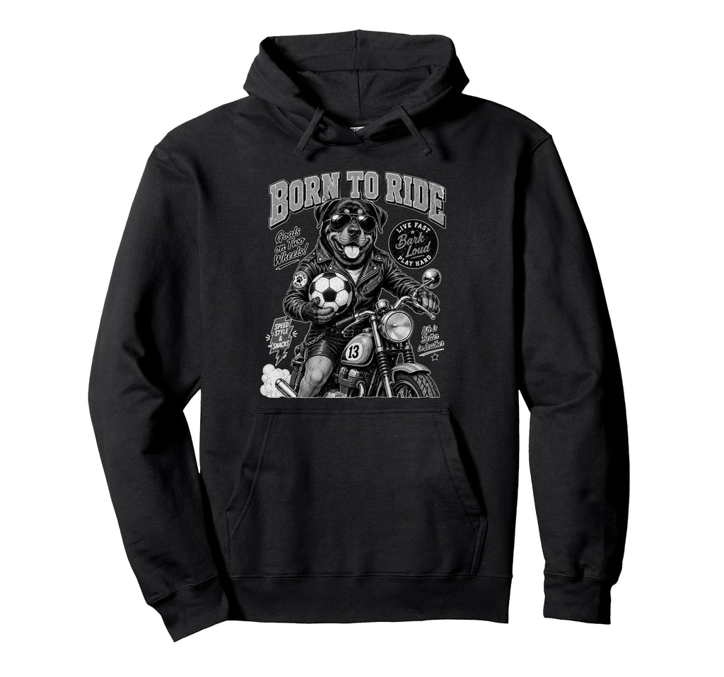Rottweiler Ride Motorbike Love Footbal Hoodie - Novelty Apparel Unisex