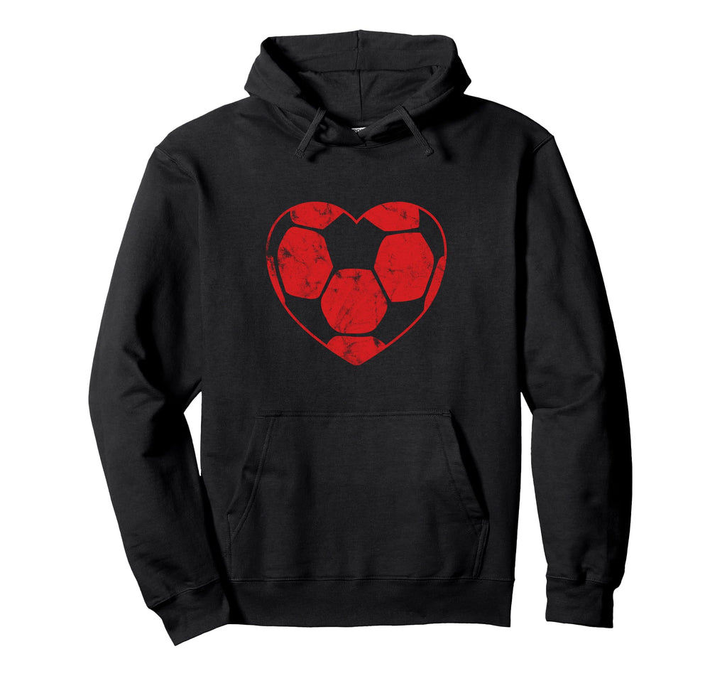 Soccer Ball Shaped Heart Mom Fan Parent Hoodie - Graphic Print for Adults