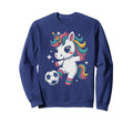 Kawaii Soccer Unicorn Just Who Loves Sweatshirt - Aesthetic Graphic Unisex