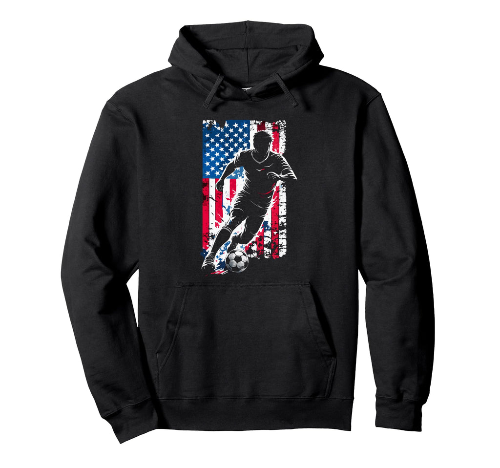 American Flag Soccer Player Patriotic Hoodie - Custom Art Print Men Women
