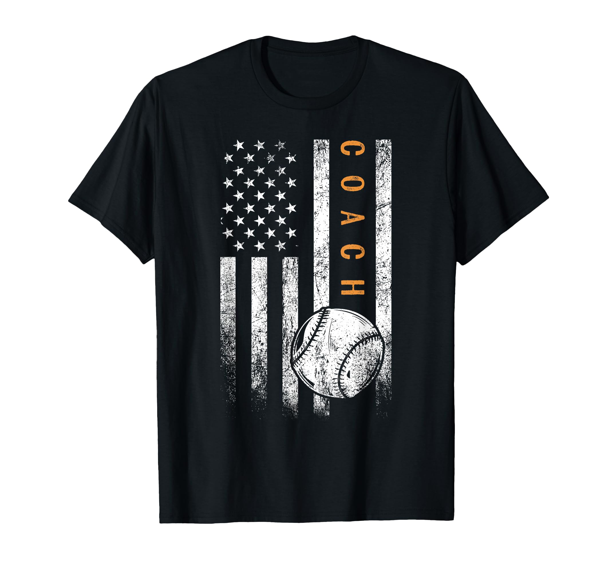 Baseball Coach American Flag T-Shirt - Custom Art Print for Adults