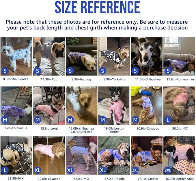Lukovee Recovery Suit for Dogs - Zipper Onesie for Female & Male Dogs, Abdominal Wounds Cone E-Collar Alternative, Prevent Licking - Spay Recovery Suit (Small, Blue & White)