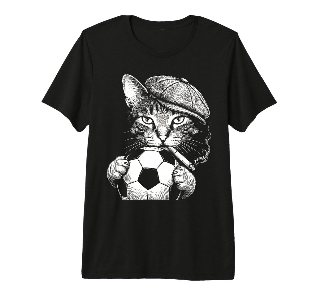 Flat Cap Smoking Feline Kitten Team Fans T-Shirt - Graphic Print Men Women