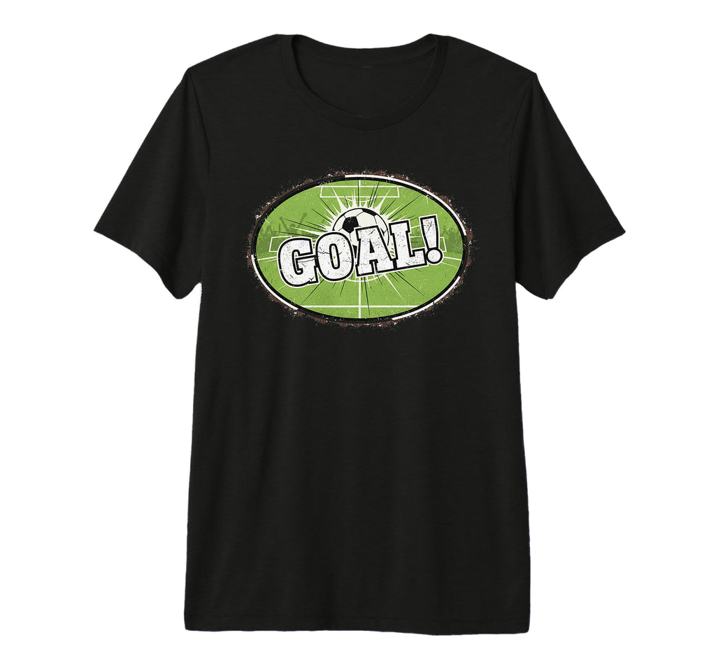 Goal Distressed Futbol Oval Soccer T-Shirt - Fun Novelty Design Men Women
