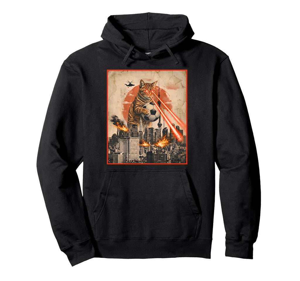 Funny Cat Soccer Kaiju Hoodie - Unique Graphic Unisex