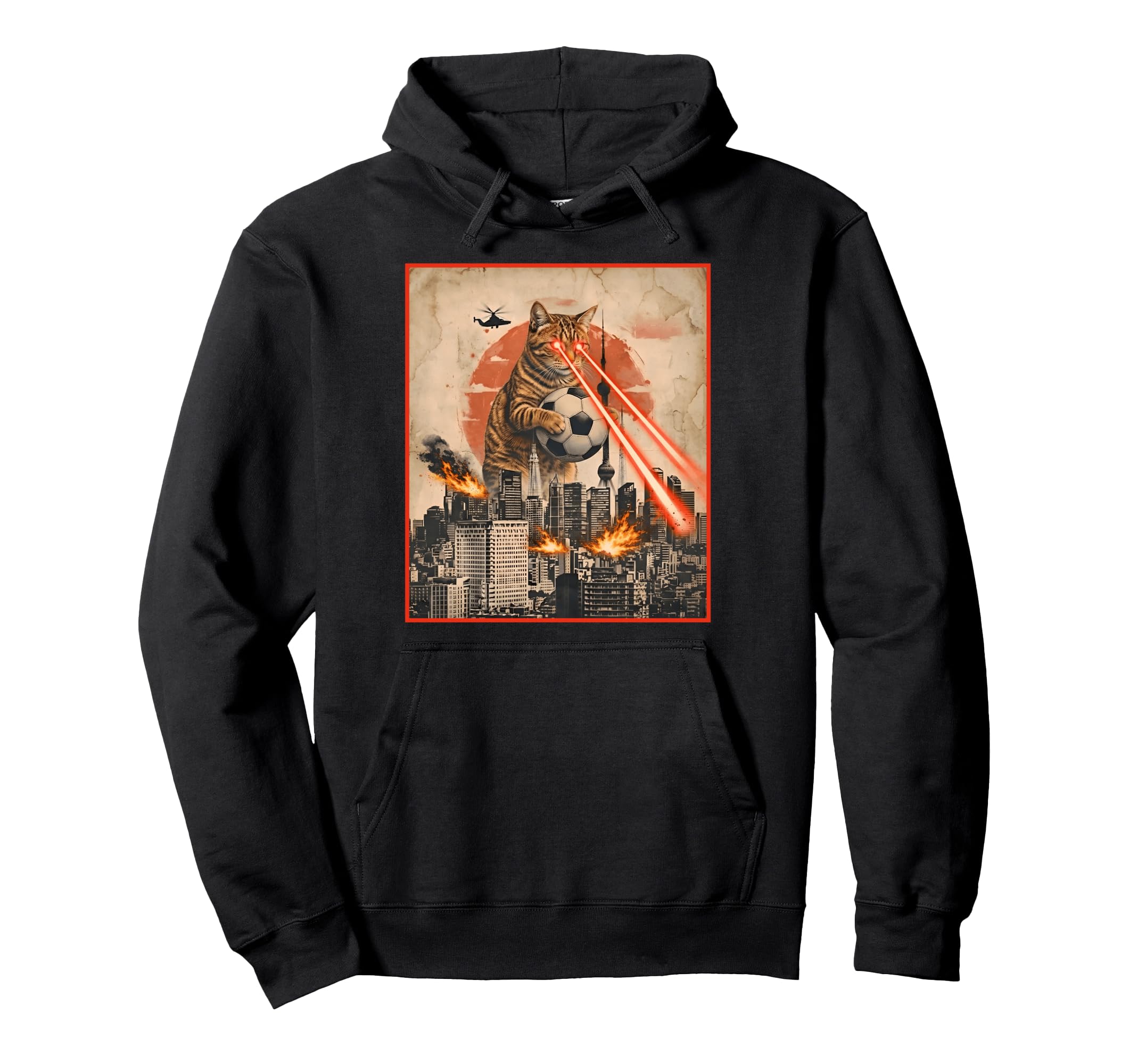 Funny Cat Soccer Kaiju Hoodie - Unique Graphic Unisex