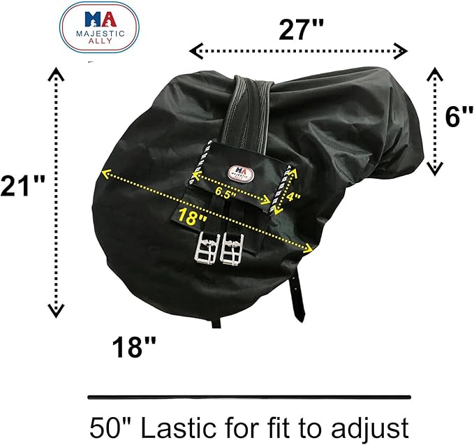 Majestic Ally Nylon Waterproof Fleece Lined Ride On English Saddle Cover-Multiple Color (Hunter Green)