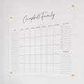 Personalized Clear Acrylic Calendar for Wall, Calendar Whiteboard for Wall, Dry Erase Wall Calendar, Wall Calendar Organizer System for Home (Cursive, Black, 47.5"W x 36"H)