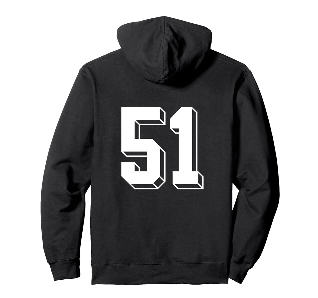 Number 51 Backside 80S 90S Team Jersey Hoodie - Trendy Graphic for Adults