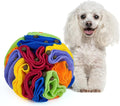 Pet Snuffle Ball, Puzzle Sniffing Interactive Dog Ball for Blind Dogs Training Stress Relief Dog Enrichment Toys Treat Machine Washable (Rainbow Color, 10cm)