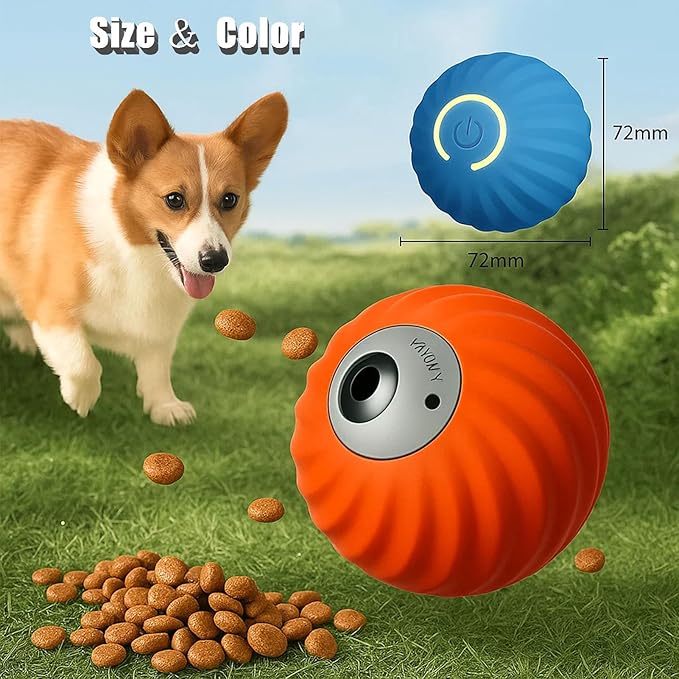 Zoomie Buddy 2.0, Zoomie Buddy for Dogs, 2 in 1 Smart Touch Interactive Dog Balls ＆ Pet Feeder, 2.83" Diameter, Suitable for Small/Medium Dogs, with Fruit Plush Cover (2*Orange, Only)