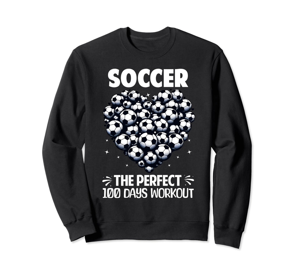 100 Days School Soccer Heart Love 100Th Sweatshirt - Unique Graphic Unisex