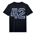 Distressed Number 42 Sport Blue Varsity T-Shirt - Graphic Print for Adults