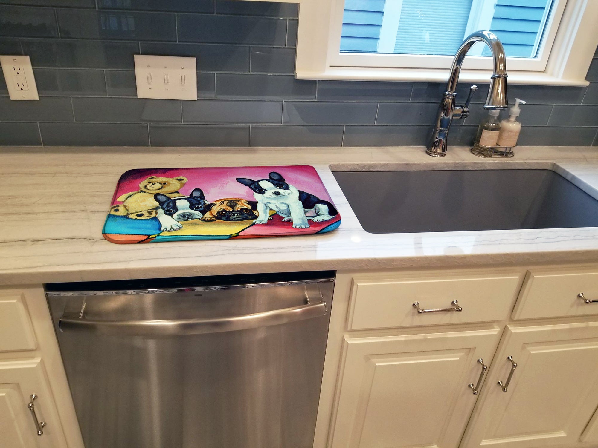 Multiple Breeds Dish Drying Mat Absorbent Dish Drying Mat Pad for Kitchen Counter Dish Drainer Mat for Countertop, 14 x 21", Multicolor