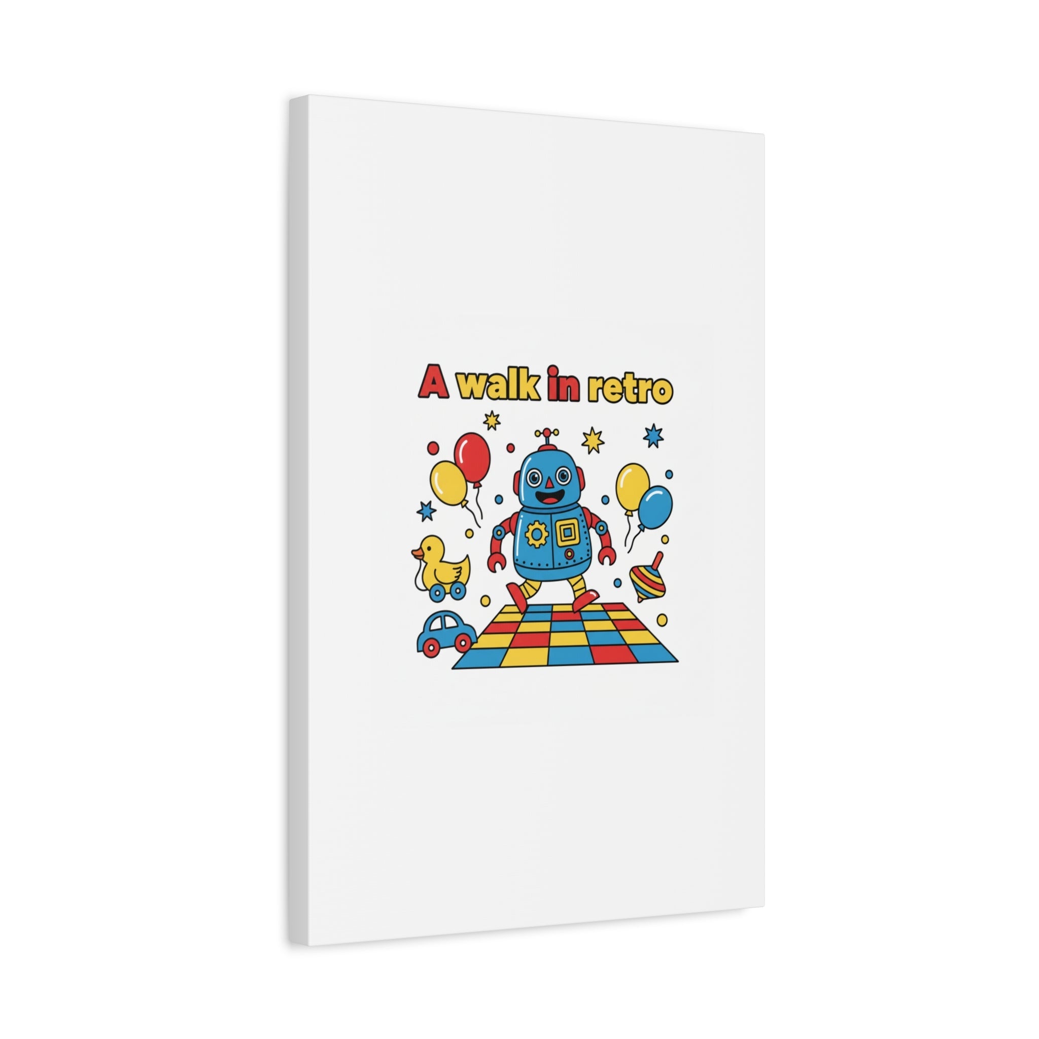 Retro Toy Robot Canvas | Throwback Kid, Primary Color Nostalgia