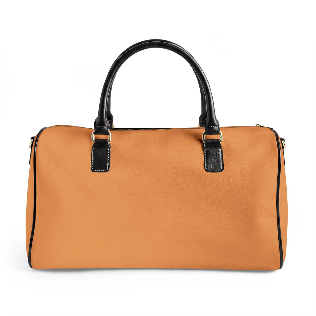 Chic Faux Leather Travel Bag, TAN —  'Le Guépard - Wild & Free' Weekender Duffle