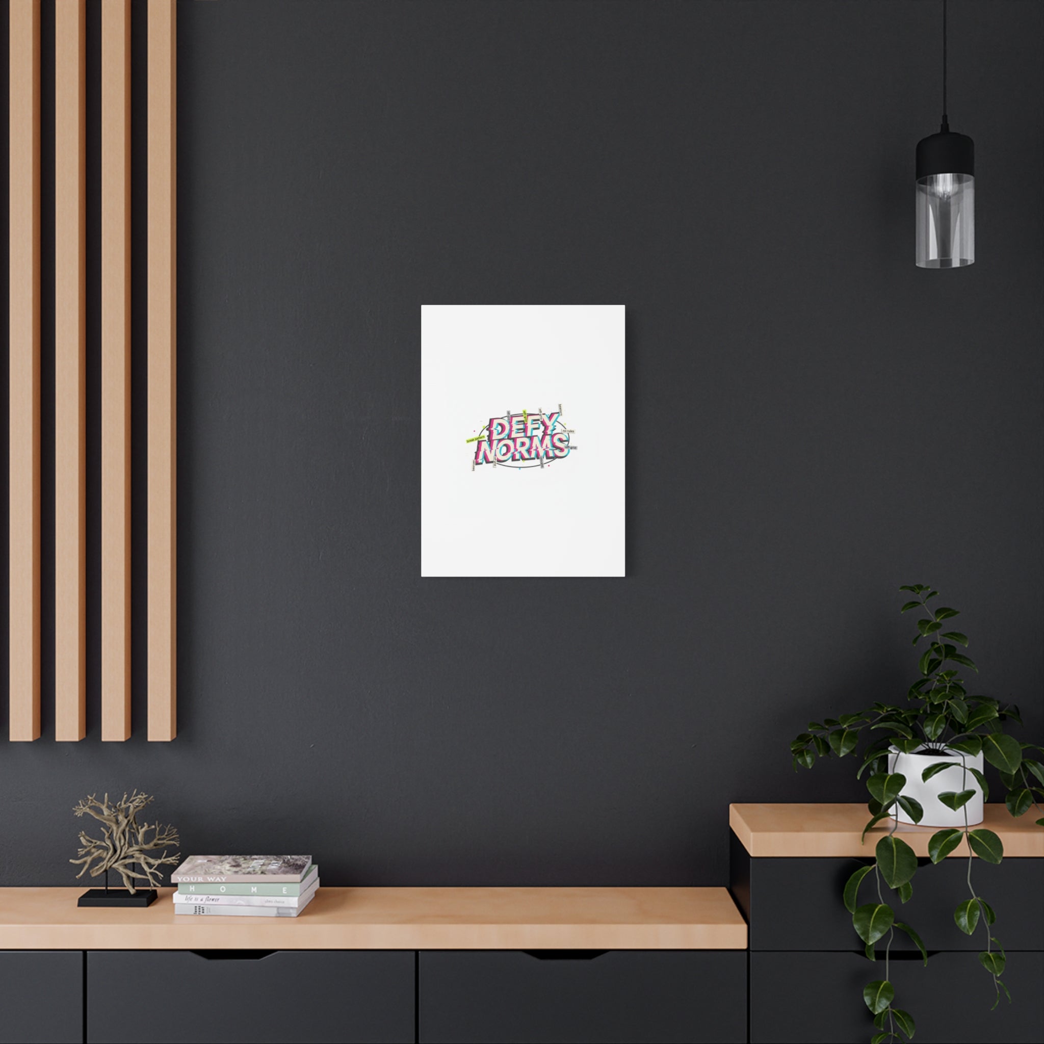 Defy Norms Canvas, Anti-Aesthetic Glitch Typography, Brutalist Poster Style