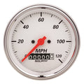 AutoMeter Gauge Speedometer 3-3/8in. 120MPH Elec. Prog. W/ Wheel Odo Arctic White 1379