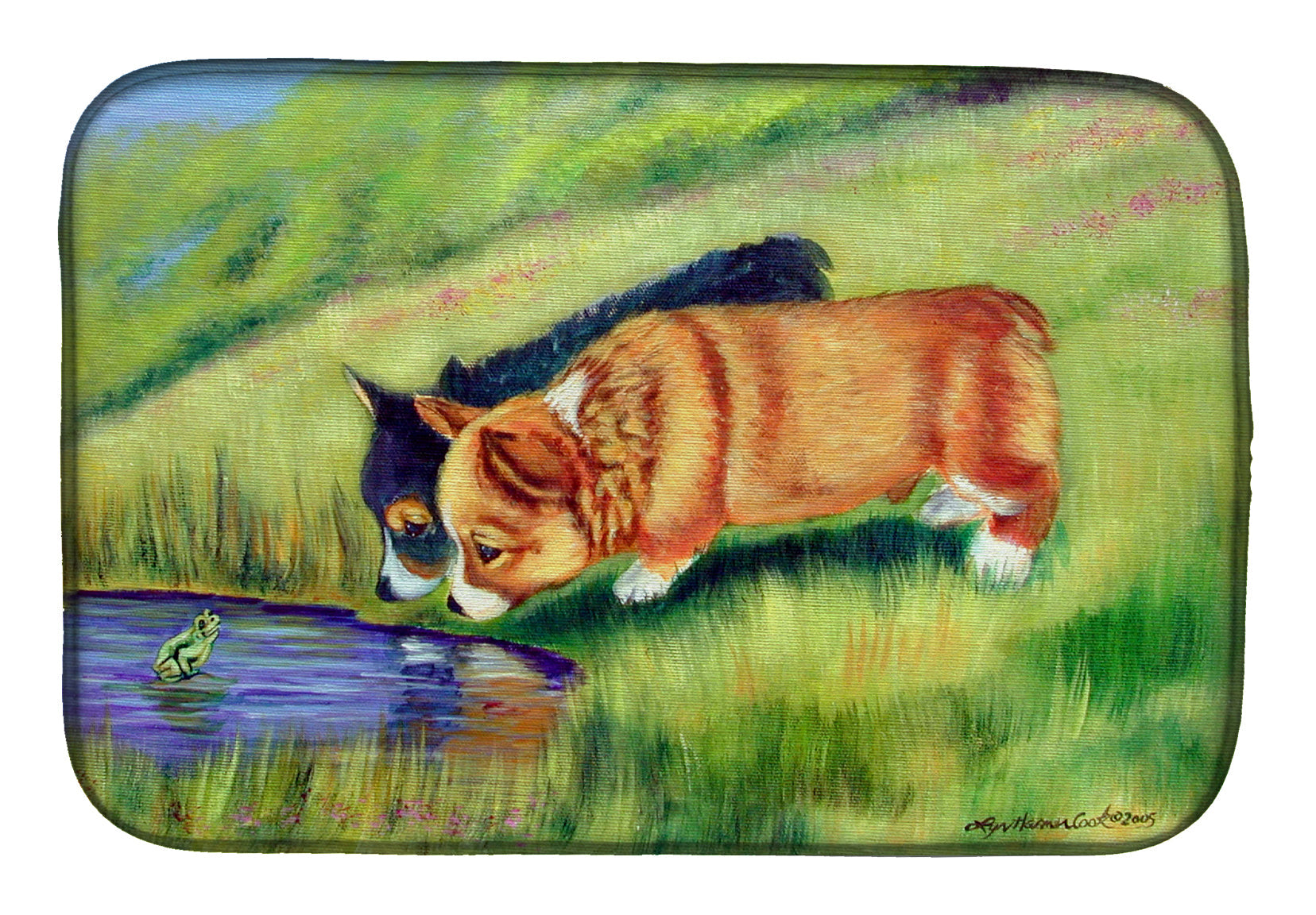 Corgi Dish Drying Mat Absorbent Dish Drying Mat Pad for Kitchen Counter Dish Drainer Mat for Countertop, 14 x 21", Multicolor