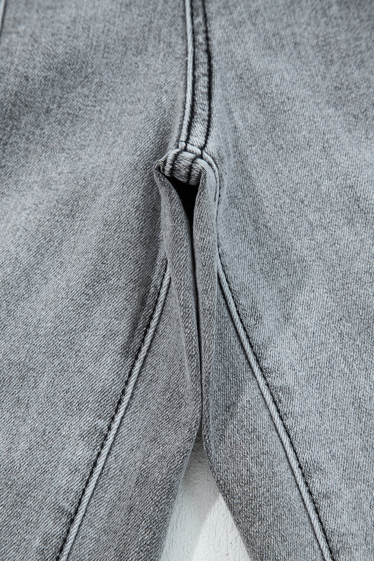 Prussian Blue Drawstring Seam Detail Raw Hem Wide Leg Denim Pants
