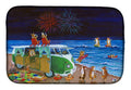 Corgi Beach Party Volkswagon Bus Fireworks Dish Drying Mat Absorbent Dish Drying Mat Pad for Kitchen Counter Dish Drainer Mat for Countertop, 14 x 21", Multicolor