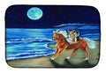 Corgi Beach Ride on Horse Dish Drying Mat Absorbent Dish Drying Mat Pad for Kitchen Counter Dish Drainer Mat for Countertop, 14 x 21", Multicolor