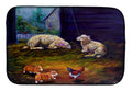 Corgi Chaos in the barn with sheep Dish Drying Mat Absorbent Dish Drying Mat Pad for Kitchen Counter Dish Drainer Mat for Countertop, 14 x 21", Multicolor