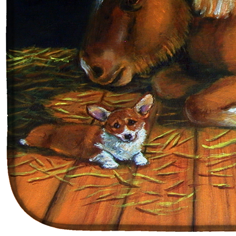 Corgi Snuggles the pony Dish Drying Mat Absorbent Dish Drying Mat Pad for Kitchen Counter Dish Drainer Mat for Countertop, 14 x 21", Multicolor