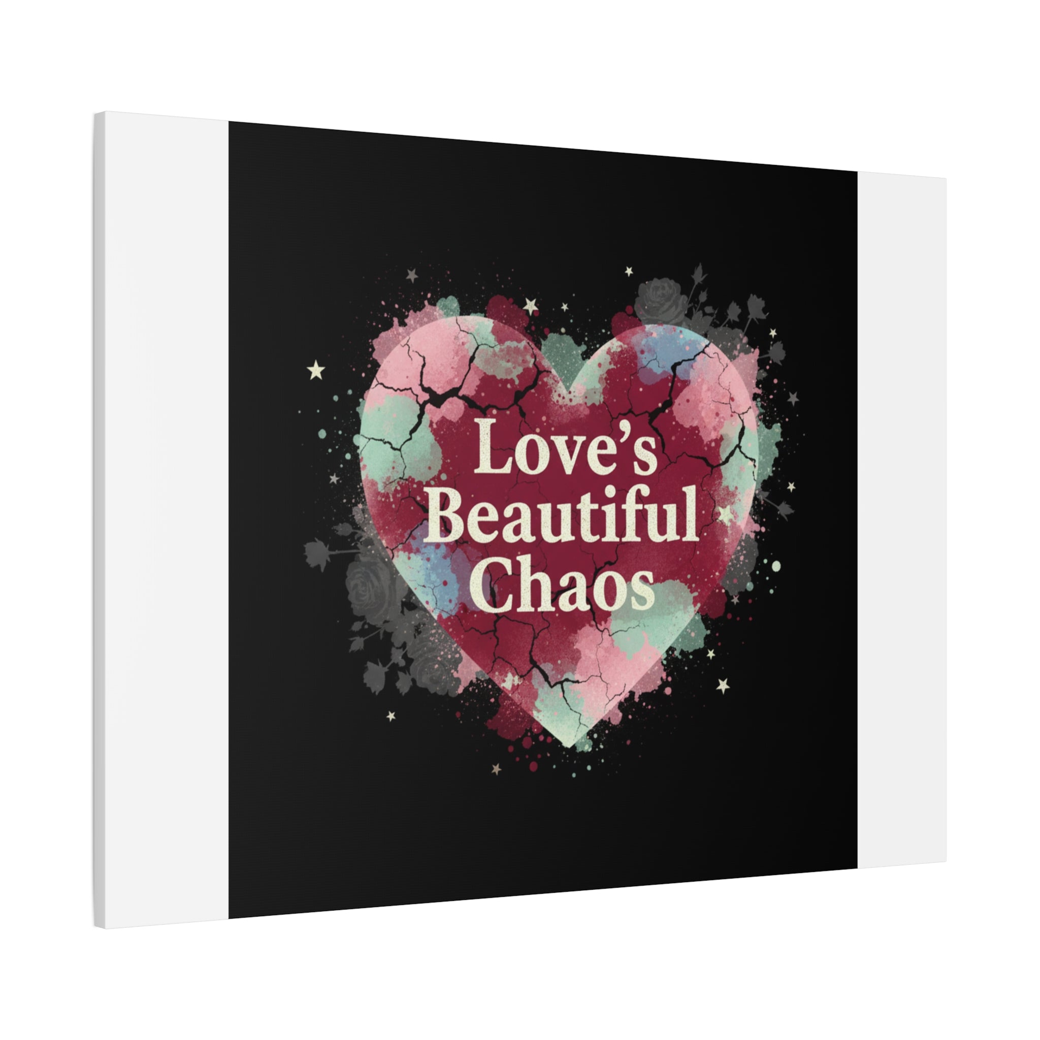 Love's Beautiful Chaos Canvas Print | Soft Grunge Hearts, Distressed Heart Art