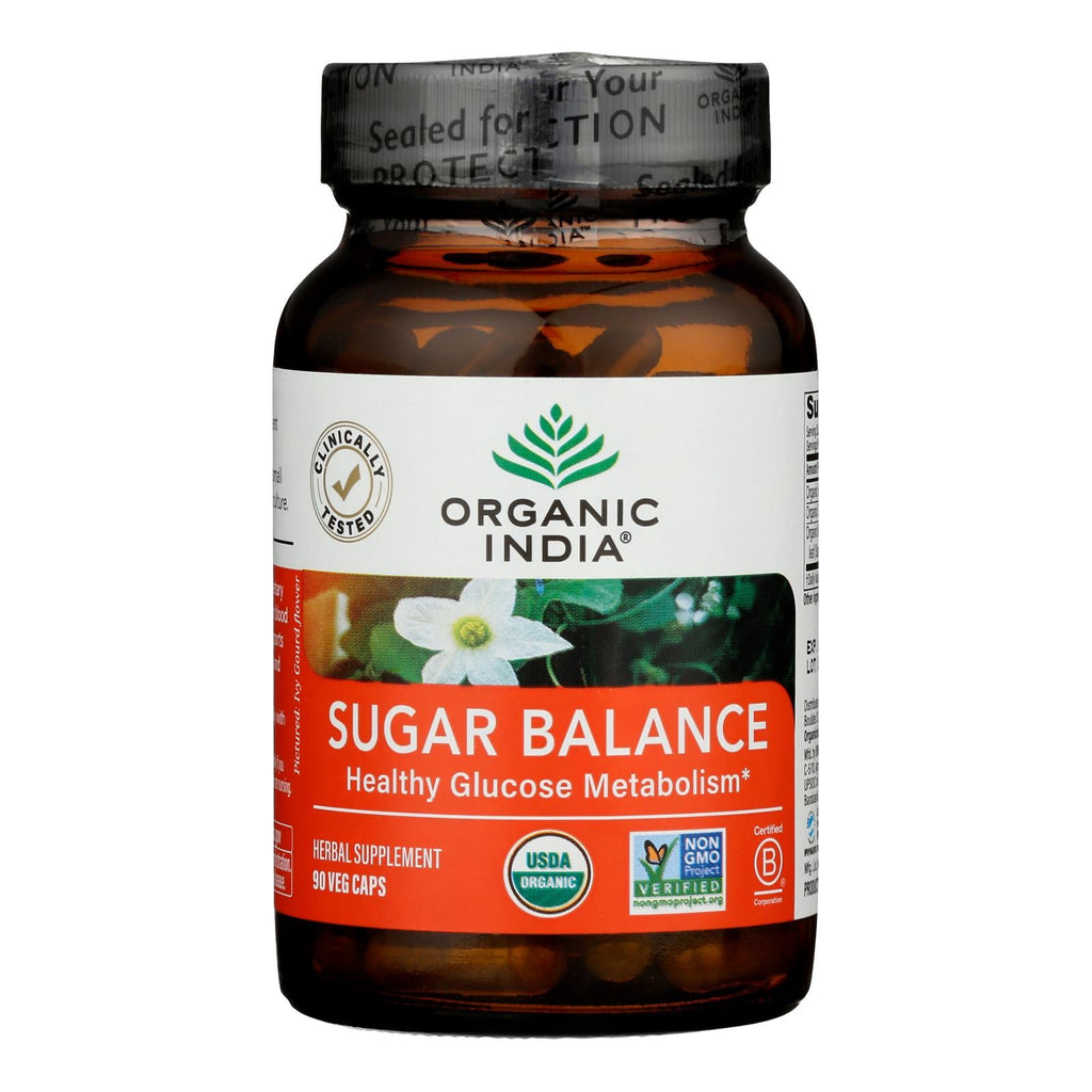 Organic India Sugar Balance Supplement, 90 Vegetarian Capsules.