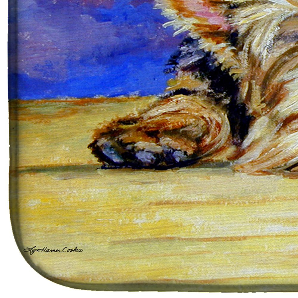 Yorkie Taking a Nap Dish Drying Mat Absorbent Dish Drying Mat Pad for Kitchen Counter Dish Drainer Mat for Countertop, 14 x 21", Multicolor