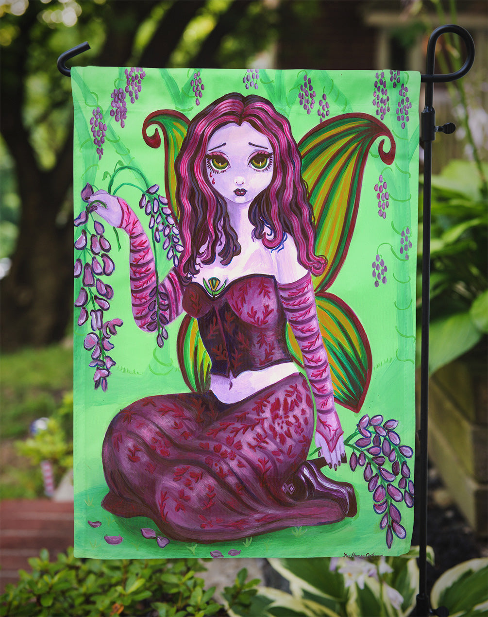 Fairy Lady Wisteria Garden Flag Mailbox Decorative Yard Banner Outside Patio Artwork for Flower Beds, Garden Size, Multicolor