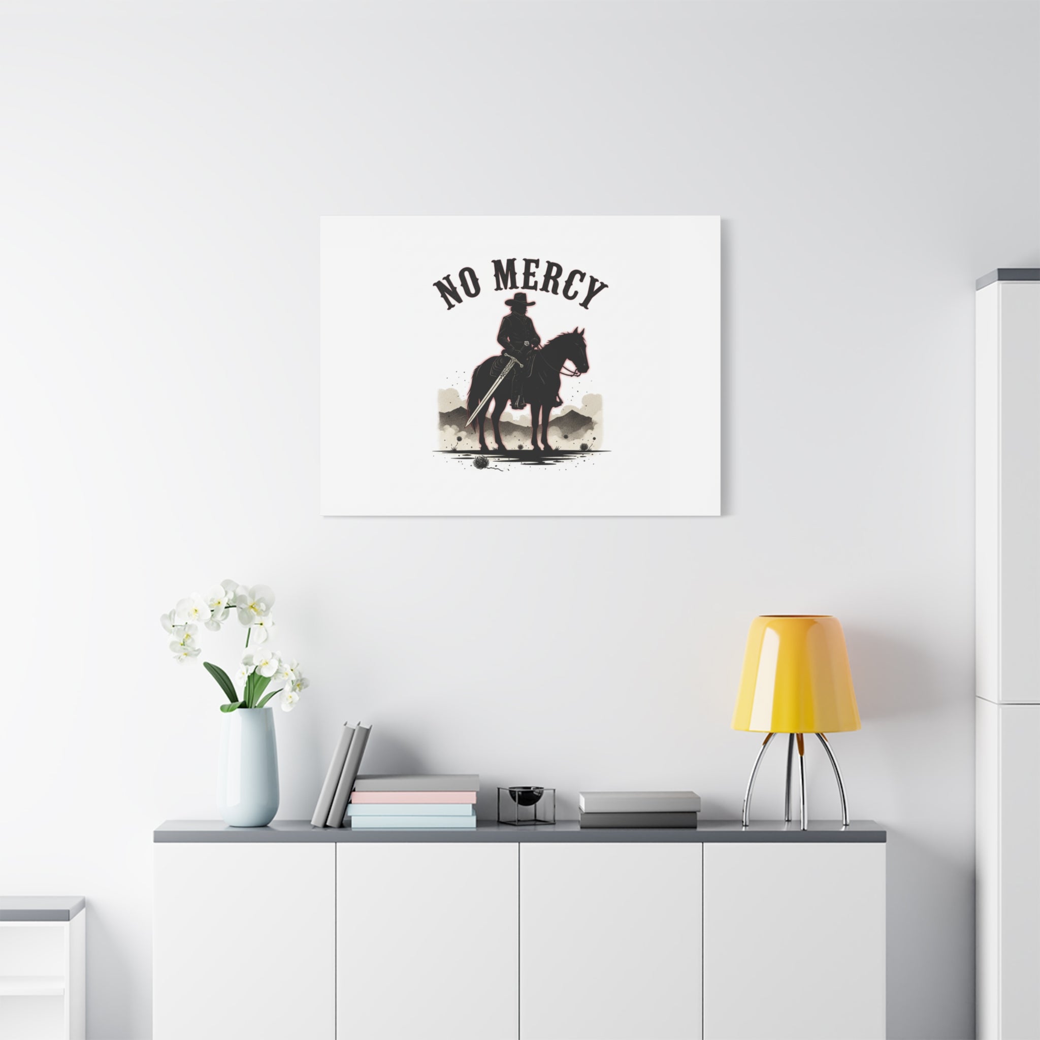 No Mercy Cowboy Skull Canvas | western skull art, gothic Americana