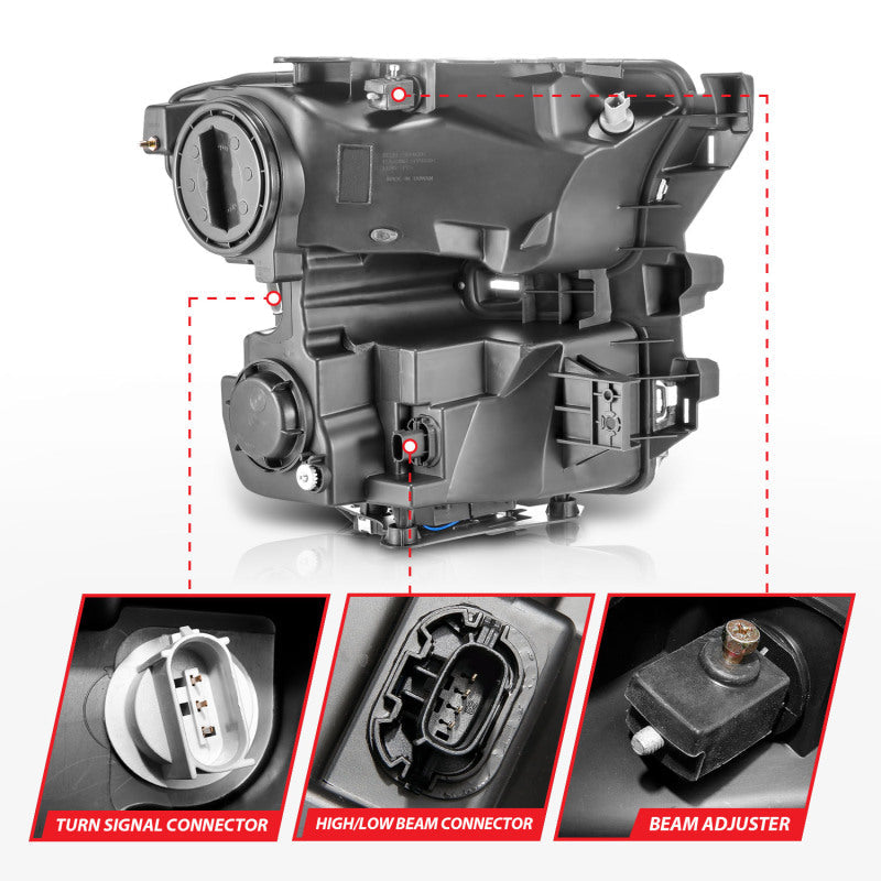 ANZO 15-17 Ford F-150 LED Projector Headlights - w/ Light Bar Switchback Chrome Housing 111548