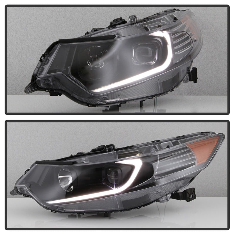 SPYDER xTune 09-14 Acura TSX Projector Headlights - Light Bar DRL - Black (PRO-JH-ATSX09-LB-BK) 9042218
