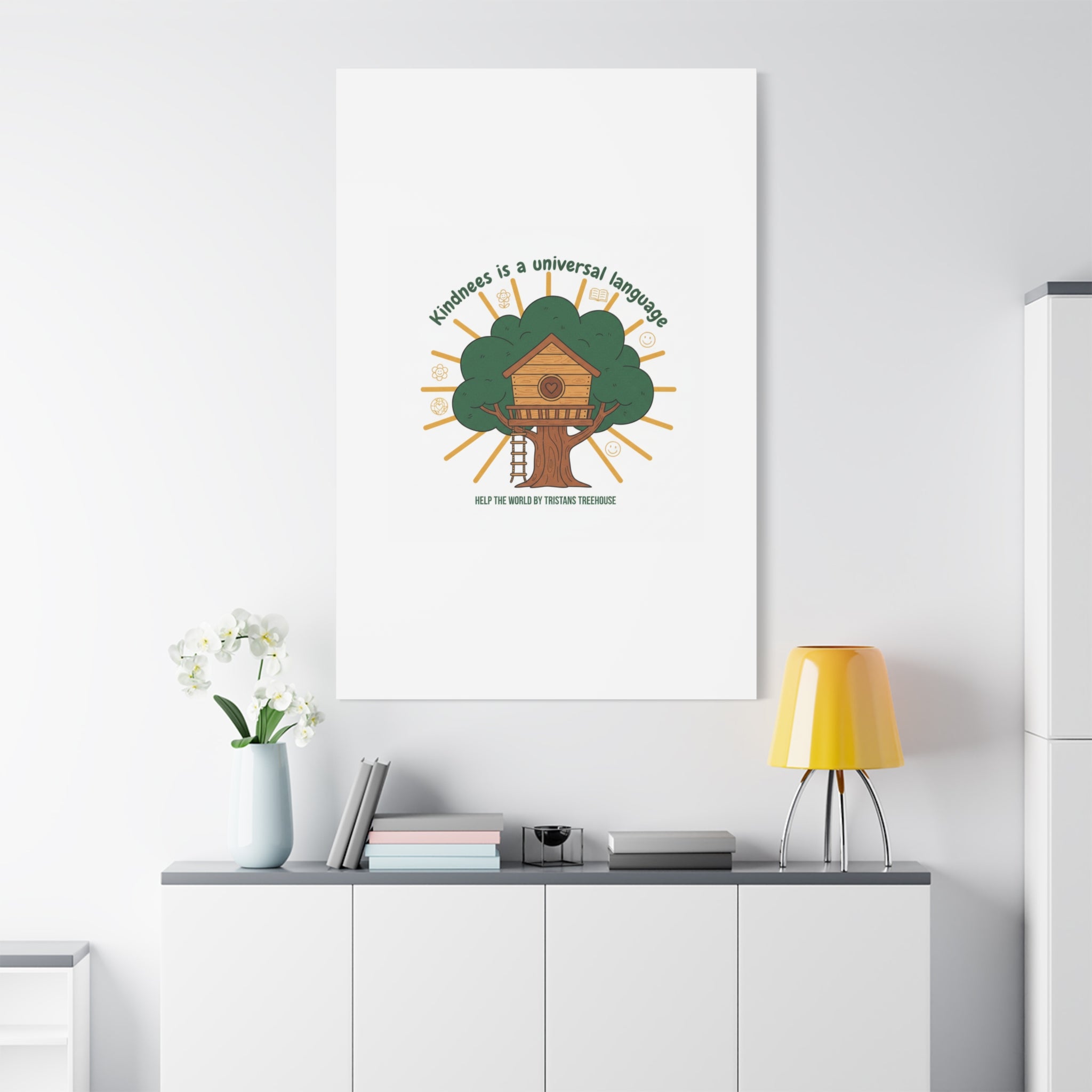Kindness Is a Universal Language Canvas | Eco Humor, Treehouse Art
