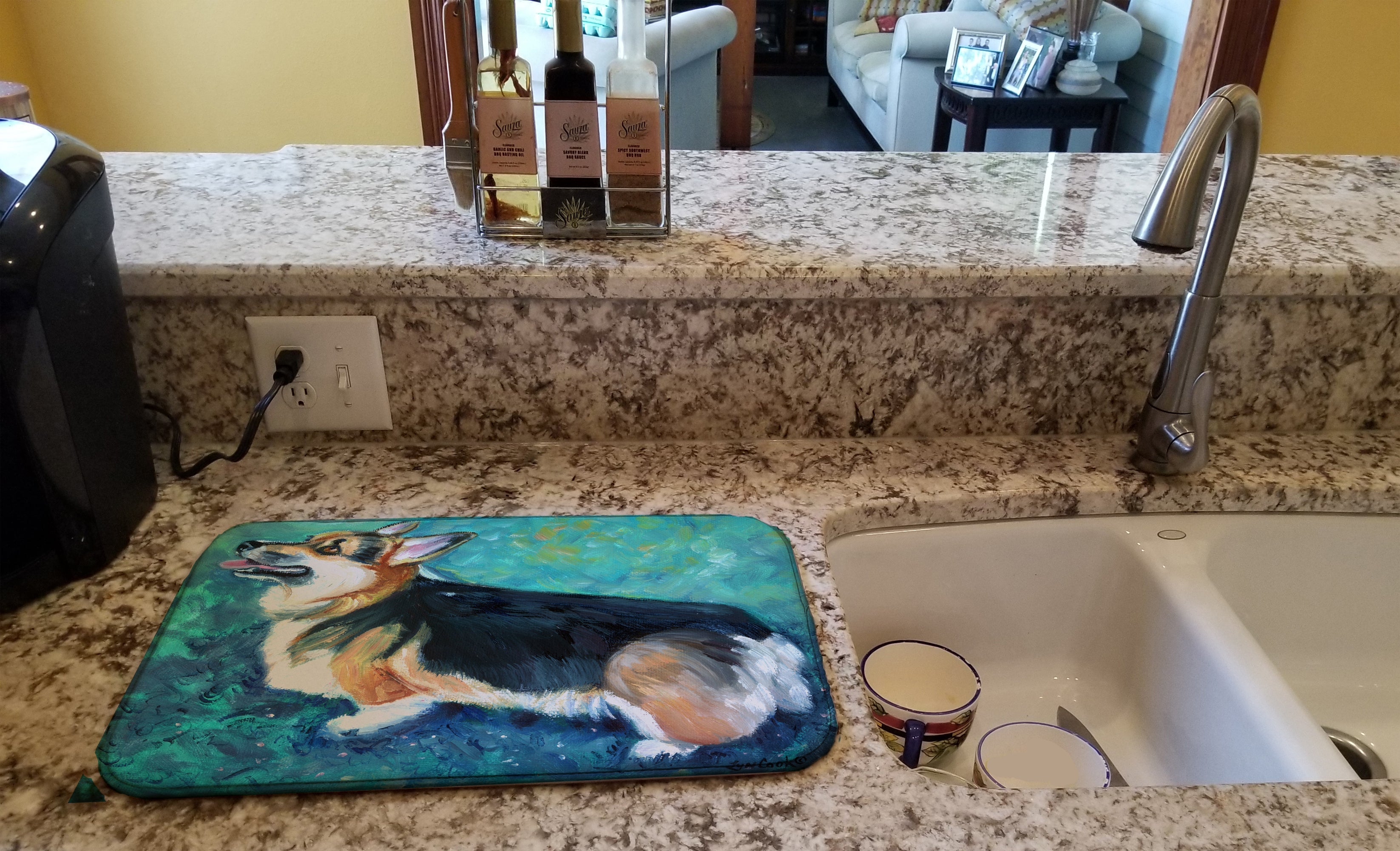 Corgi Pembroke Dish Drying Mat Absorbent Dish Drying Mat Pad for Kitchen Counter Dish Drainer Mat for Countertop, 14 x 21", Multicolor