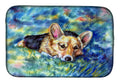 Corgi Tuckered Out Dish Drying Mat Absorbent Dish Drying Mat Pad for Kitchen Counter Dish Drainer Mat for Countertop, 14 x 21", Multicolor