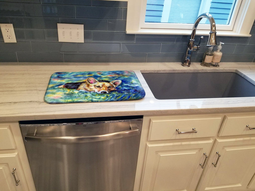 Corgi Tuckered Out Dish Drying Mat Absorbent Dish Drying Mat Pad for Kitchen Counter Dish Drainer Mat for Countertop, 14 x 21", Multicolor