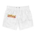 Courage Graphic Swim Trunks — White AOP with 'Courage' Flame Logo & ULP Shield