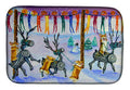 Corgi Log Reindeer Race Christmas Dish Drying Mat Absorbent Dish Drying Mat Pad for Kitchen Counter Dish Drainer Mat for Countertop, 14 x 21", Multicolor