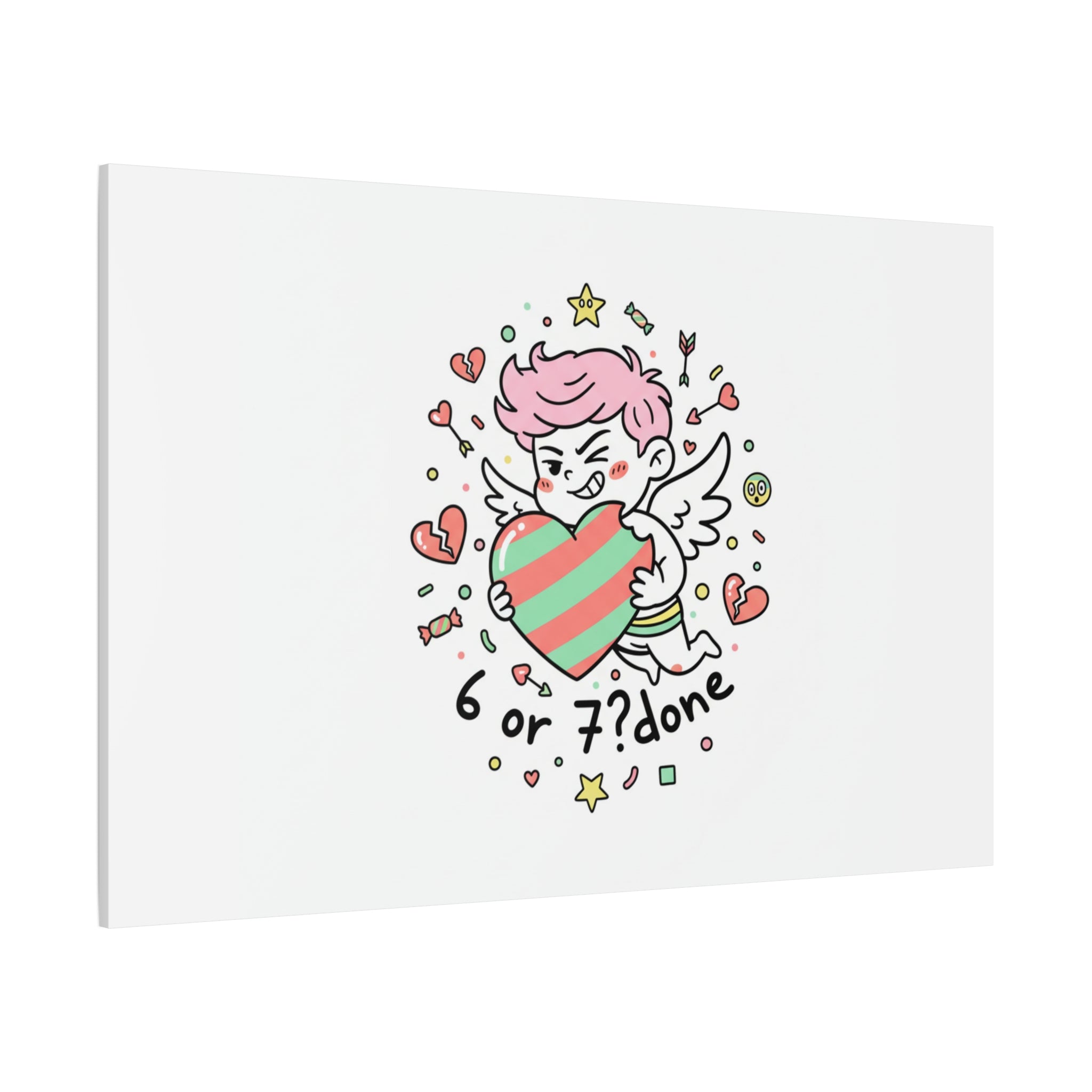 Weird Cupid heart illustration Canvas | Weird Valentine, quirky chaotic love