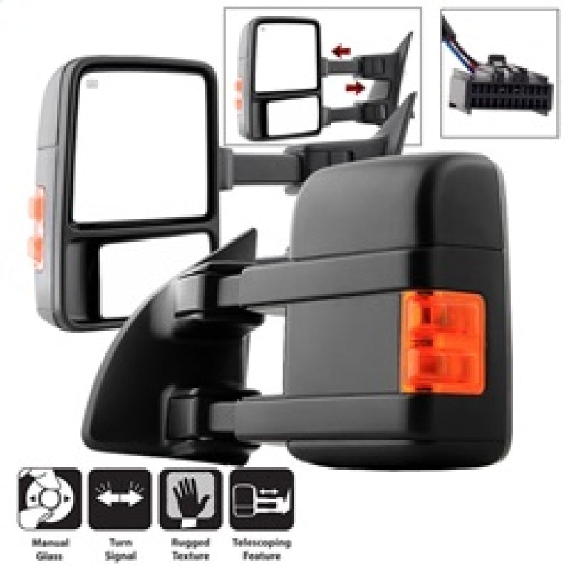 SPYDER xTune 99-15 Ford SuperDuty L/R Manual Extendable - Manual Adjust Mirror MIR-FDSD08S-MA-AM-SET 9935794
