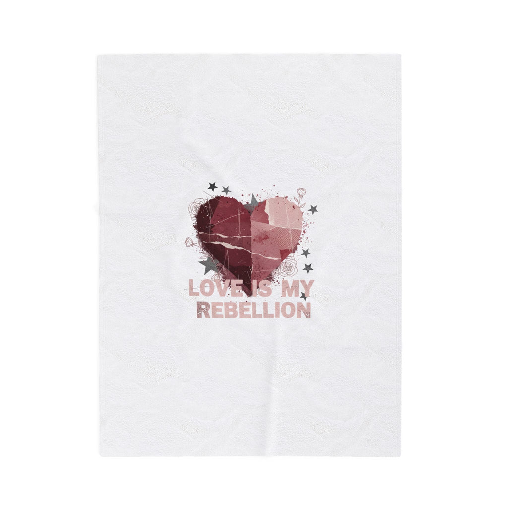 Love Is My Rebellion Velveteen Blanket | Soft Grunge Hearts, Distressed Heart Design
