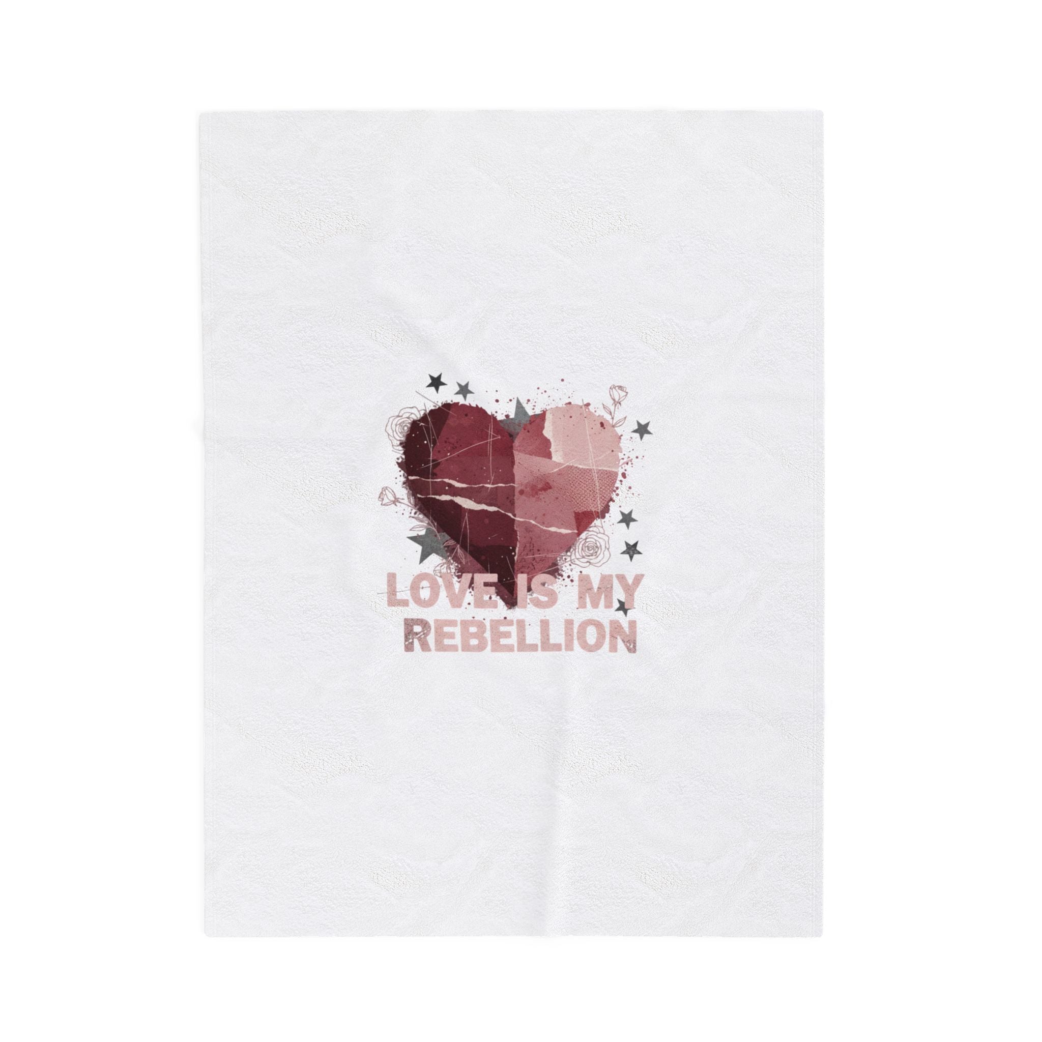 Love Is My Rebellion Velveteen Blanket | Soft Grunge Hearts, Distressed Heart Design